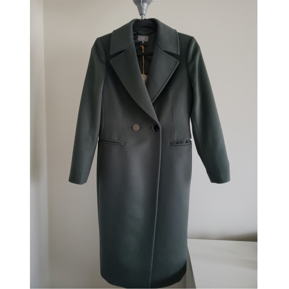 Jaeger Wool Green Double Breasted Coat Eur size 8 - Picture 1 of 6